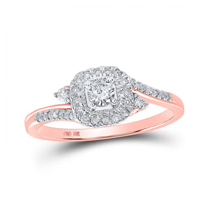 Diamond Fashion Ring | 10kt Rose Gold Womens Round Diamond Square Ring 1/3 Cttw | Splendid Jewellery GND