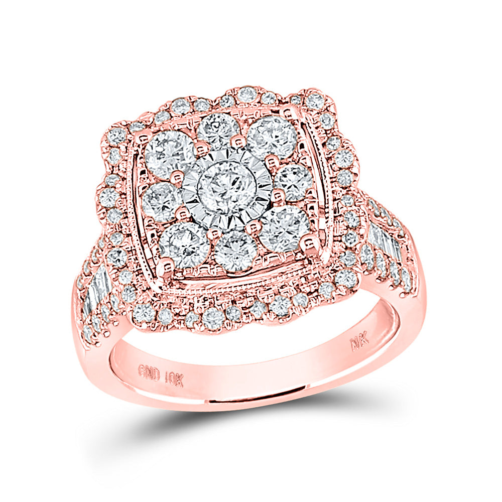 Diamond Fashion Ring | 10kt Rose Gold Womens Round Diamond Square Ring 2 Cttw | Splendid Jewellery GND