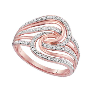 Diamond Fashion Ring | 10kt Rose Gold Womens Round Diamond Swirl Strand Fashion Ring 1/10 Cttw | Splendid Jewellery GND