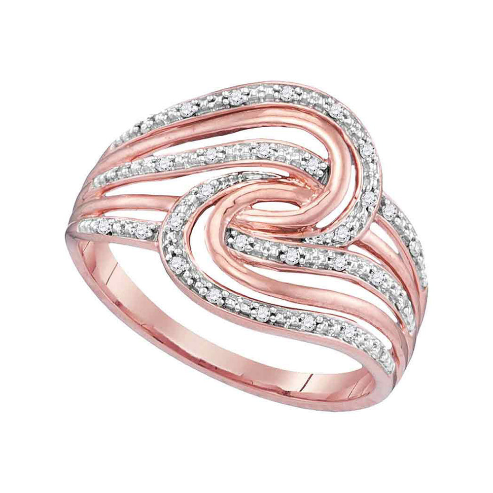 Diamond Fashion Ring | 10kt Rose Gold Womens Round Diamond Swirl Strand Fashion Ring 1/10 Cttw | Splendid Jewellery GND