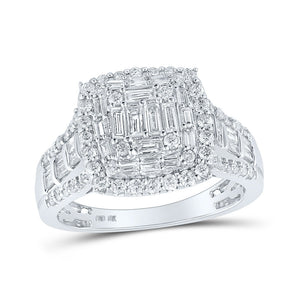 Diamond Fashion Ring | 10kt White Gold Womens Baguette Diamond Square Ring 1 Cttw | Splendid Jewellery GND