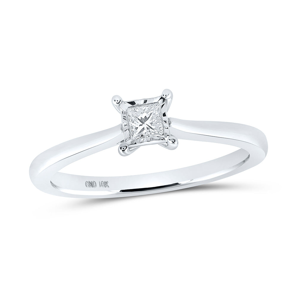 Diamond Fashion Ring | 10kt White Gold Womens Princess Diamond Solitaire Ring 1/6 Cttw | Splendid Jewellery GND