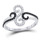 Ethereal Noir Diamond Swirl Ring Top View from Splendid Jewellery