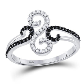 Ethereal Noir Diamond Swirl Ring Top View from Splendid Jewellery