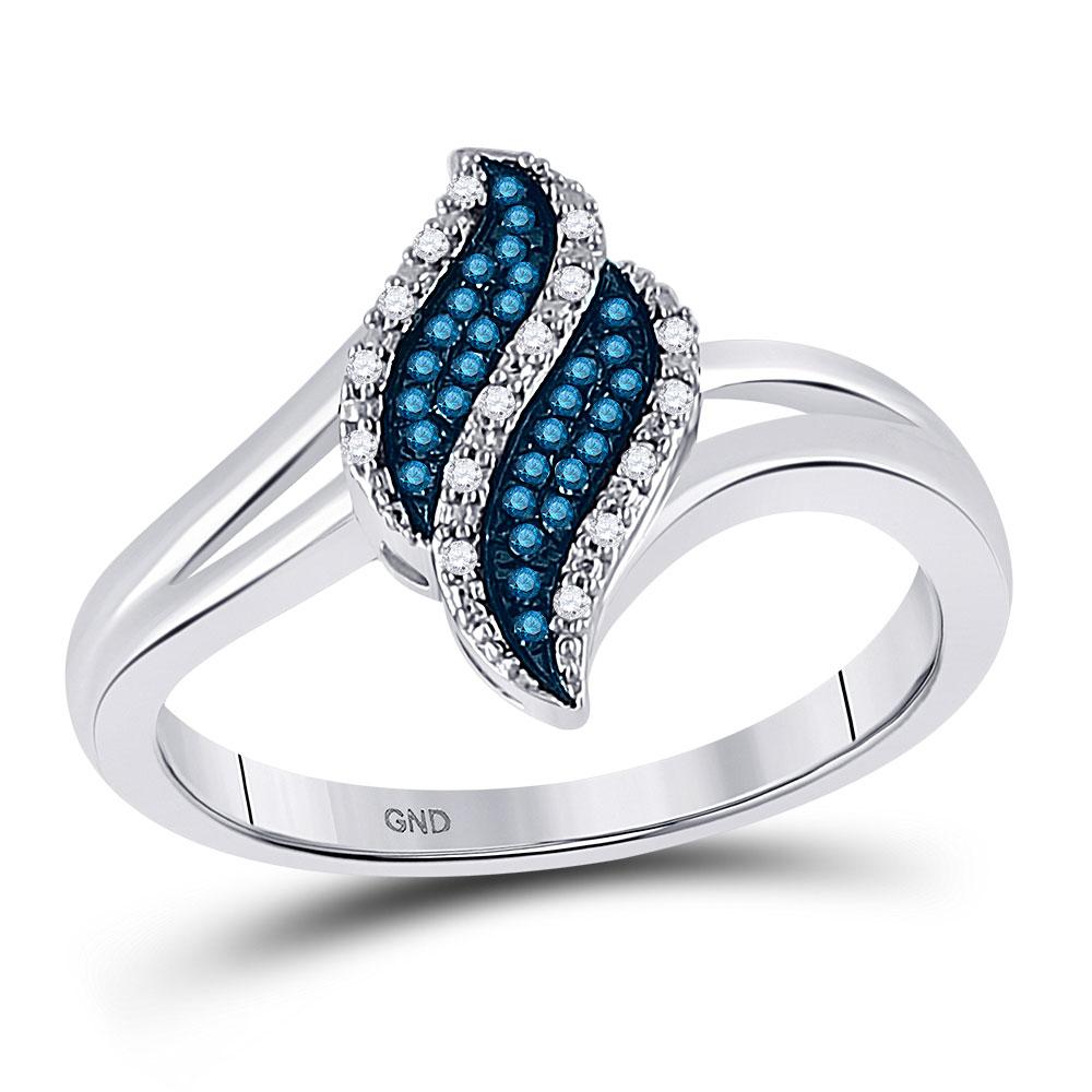 Diamond Fashion Ring | 10kt White Gold Womens Round Blue Color Enhanced Diamond Cluster Ring 1/10 Cttw | Splendid Jewellery GND