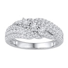 Dazzling Trio Diamond Fashion Ring | 10kt White Gold Womens Round Diamond 3-stone Band Ring 1/2 Cttw | Splendid Jewellery Top view from the 10Kt White Gold Womens Round Diamond 3 Stone Band Ring 1 2 Cttwpin209361 collection by Splendid Jewellery