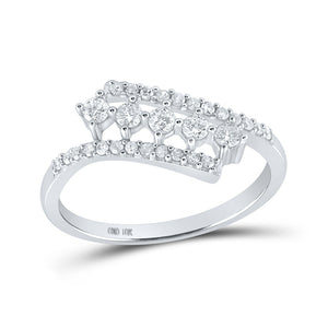 Diamond Fashion Ring | 10kt White Gold Womens Round Diamond Bypass Fashion Ring 1/3 Cttw | Splendid Jewellery GND