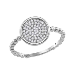Diamond Fashion Ring | 10kt White Gold Womens Round Diamond Cluster Circle Ring 1/8 Cttw | Splendid Jewellery GND