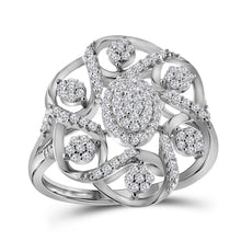 Load image into Gallery viewer, Dazzling Brilliance: 10kt White Gold Womens Round Diamond Cluster Cocktail Ring 1/3 Cttw Top view from the 10Kt White Gold Womens Round Diamond Cluster Cocktail Ring 1 3 Cttwpin224779 collection by Splendid Jewellery
