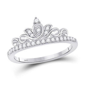 Enchanting Crown Tiara Diamond Fashion Ring Top view from the 10Kt White Gold Womens Round Diamond Crown Tiara Band Ring 1 5 Cttwpin229082 collection by Splendid Jewellery