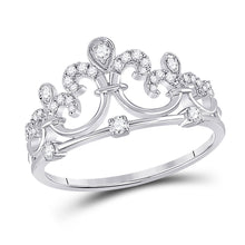 Load image into Gallery viewer, Regal Elegance Diamond Crown Fashion Ring Top view from the 10Kt White Gold Womens Round Diamond Fleur Crown Tiara Fashion Ring 1 5 Cttwpin285717 collection by Splendid Jewellery
