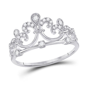Regal Elegance Diamond Crown Fashion Ring Top view from the 10Kt White Gold Womens Round Diamond Fleur Crown Tiara Fashion Ring 1 5 Cttwpin285717 collection by Splendid Jewellery