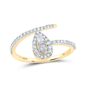 Diamond Fashion Ring | 10kt Yellow Gold Womens Pear Diamond Band Ring 3/8 Cttw | Splendid Jewellery GND