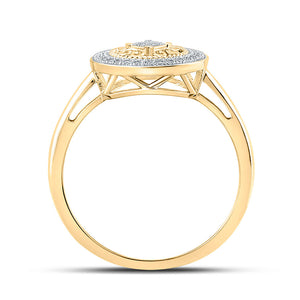 Diamond Fashion Ring | 10kt Yellow Gold Womens Round Diamond Circle Ring 1/10 Cttw | Splendid Jewellery GND