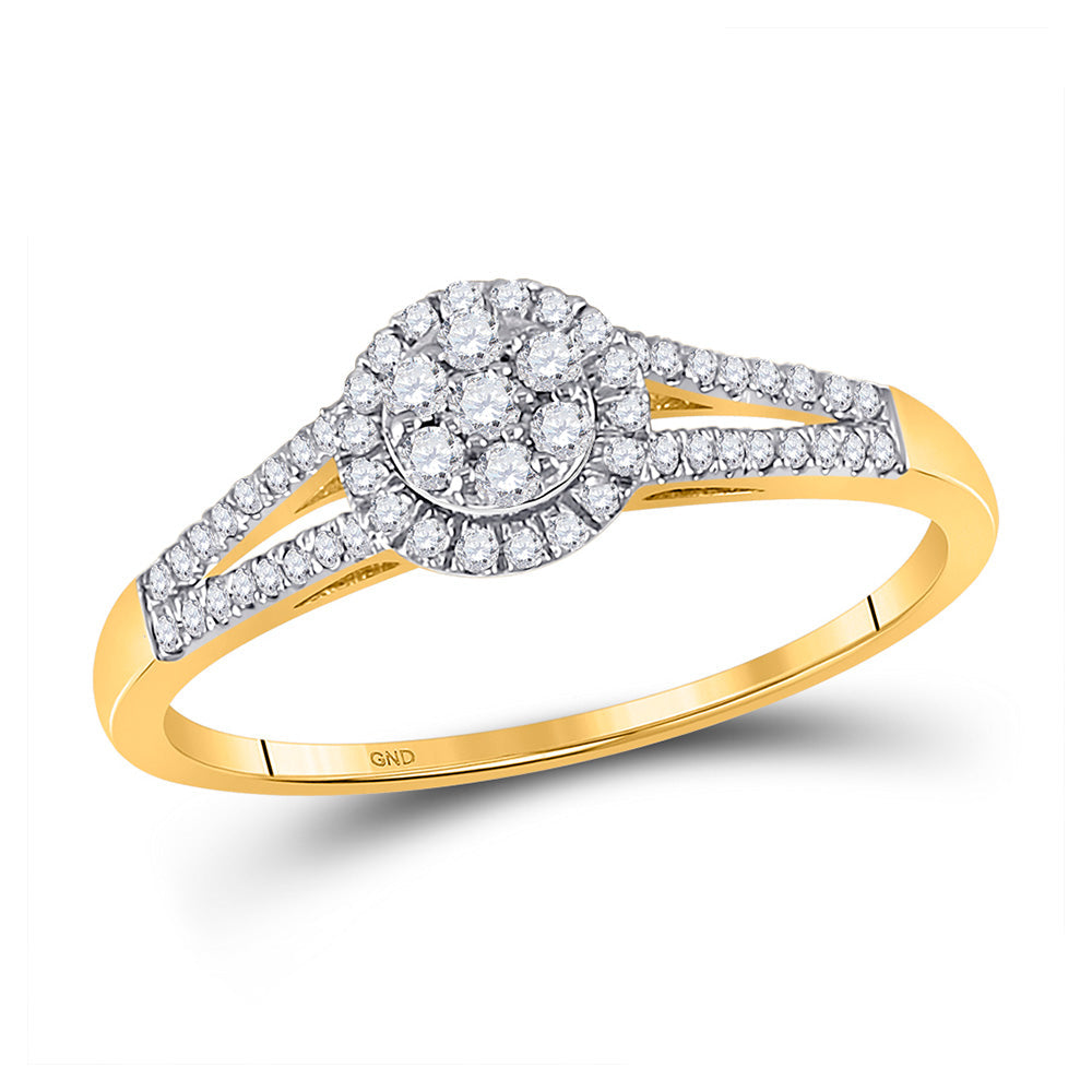 Diamond Fashion Ring | 10kt Yellow Gold Womens Round Diamond Flower Cluster Ring 1/5 Cttw | Splendid Jewellery GND