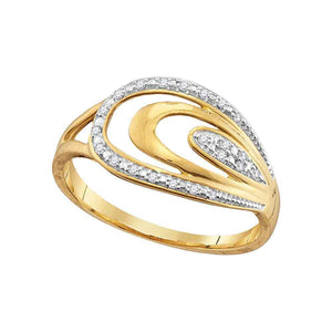Diamond Fashion Ring | 10kt Yellow Gold Womens Round Diamond Oval Fashion Ring 1/20 Cttw | Splendid Jewellery GND
