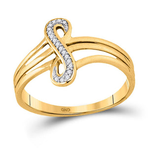 Diamond Fashion Ring | 10kt Yellow Gold Womens Round Diamond Vertical Infinity Strand Ring 1/20 Cttw | Splendid Jewellery GND