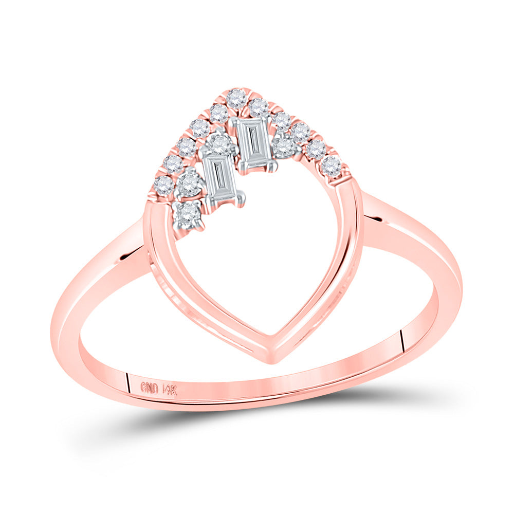 Diamond Fashion Ring | 14kt Rose Gold Womens Baguette Diamond Oval Ring 1/8 Cttw | Splendid Jewellery GND