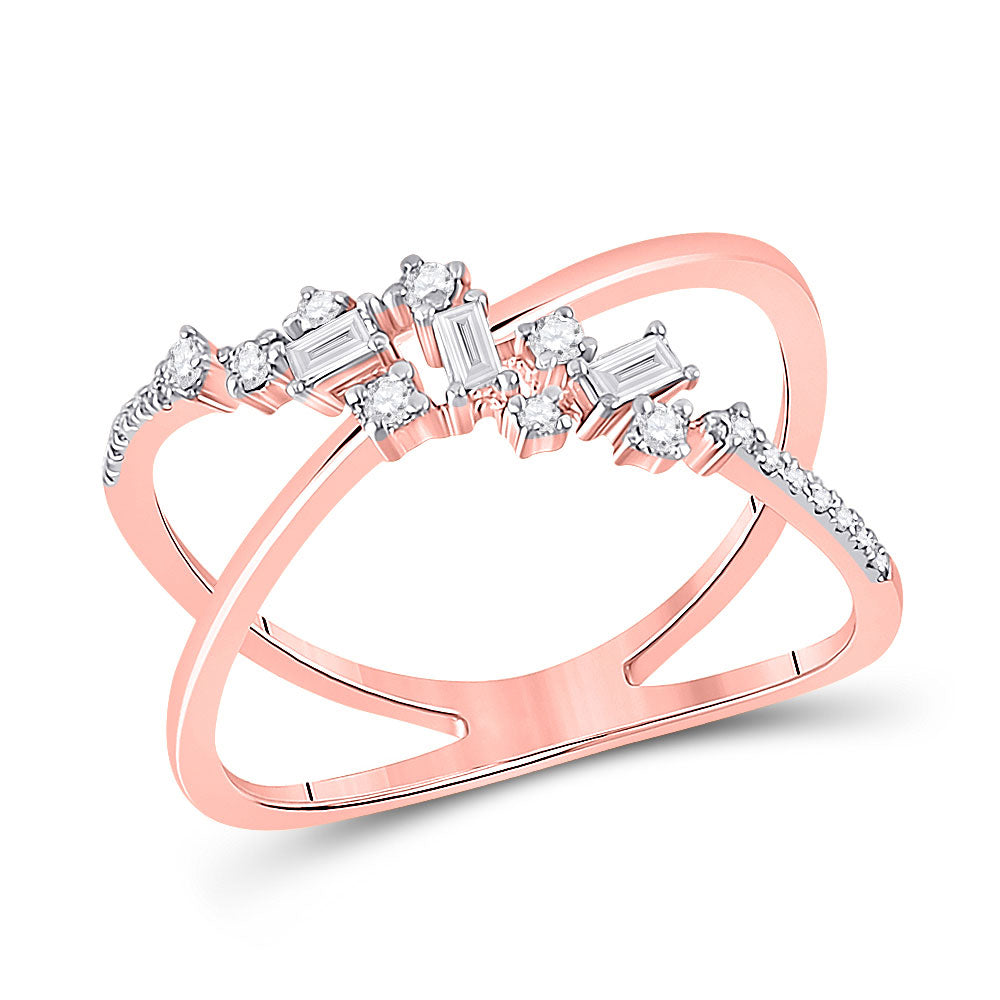 Diamond Fashion Ring | 14kt Rose Gold Womens Round Diamond Modern Scattered Fashion Ring 1/5 Cttw | Splendid Jewellery GND