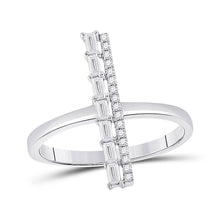 Load image into Gallery viewer, Captivating Baguette and Round Diamond Linear Bar Fashion Ring - Top View