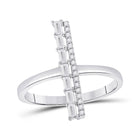Captivating Baguette and Round Diamond Linear Bar Fashion Ring - Top View