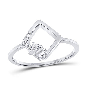 Diamond Fashion Ring | 14kt White Gold Womens Baguette Diamond Modern Fashion Ring 1/10 Cttw | Splendid Jewellery GND
