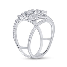 Load image into Gallery viewer, 14kt White Gold Baguette and Round Diamond Fashion Ring - A Mesmerizing Display of Elegance and Sparkle - Front View
