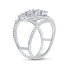 14kt White Gold Baguette and Round Diamond Fashion Ring - A Mesmerizing Display of Elegance and Sparkle - Front View