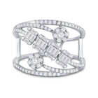 14kt White Gold Baguette and Round Diamond Fashion Ring - A Mesmerizing Display of Elegance and Sparkle - Side View