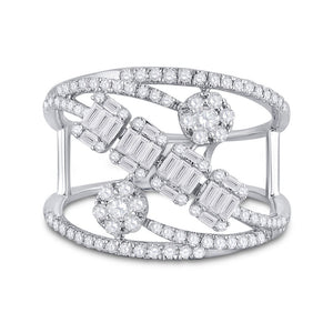 Diamond Fashion Ring | 14kt White Gold Womens Baguette Diamond Modern Fashion Ring 3/4 Cttw | Splendid Jewellery GND