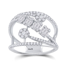 Load image into Gallery viewer, 14kt White Gold Baguette and Round Diamond Fashion Ring - A Mesmerizing Display of Elegance and Sparkle - Top View