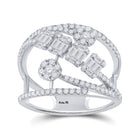 14kt White Gold Baguette and Round Diamond Fashion Ring - A Mesmerizing Display of Elegance and Sparkle - Top View