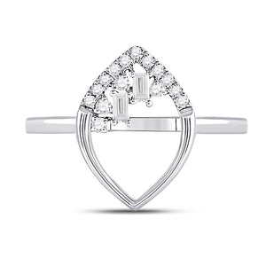 Diamond Fashion Ring | 14kt White Gold Womens Baguette Diamond Scattered Oval Ring 1/8 Cttw | Splendid Jewellery GND