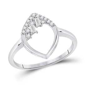 Dazzling Baguette Diamond Scattered Oval Ring in 14kt White Gold - Top View