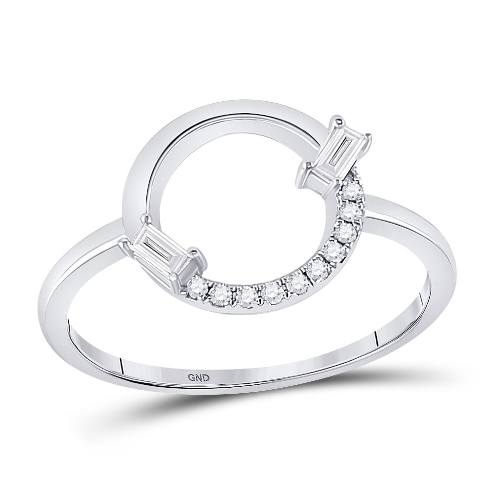 Diamond Fashion Ring | 14kt White Gold Womens Round Diamond Outline Circle Ring 1/8 Cttw | Splendid Jewellery GND