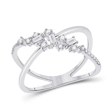 Load image into Gallery viewer, Scattered Brilliance: 14kt White Gold Women&#39;s Diamond Fashion Ring - Top View
