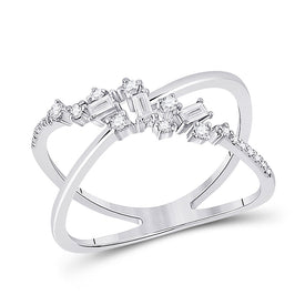 Scattered Brilliance: 14kt White Gold Women's Diamond Fashion Ring - Top View