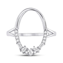Load image into Gallery viewer, Scattered Brilliance: 14kt White Gold Oval Diamond Fashion Ring - Side View