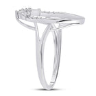 Scattered Brilliance: 14kt White Gold Oval Diamond Fashion Ring - Front View