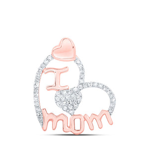 Diamond For Mom Pendant | 10kt Rose Gold Womens Round Diamond I Heart Mom Pendant 1/4 Cttw | Splendid Jewellery GND