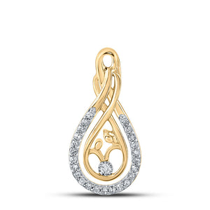 Diamond For Mom Pendant | 10kt Yellow Gold Womens Round Diamond Child Mom Pendant 1/10 Cttw | Splendid Jewellery GND