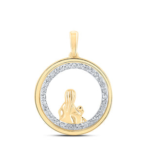 Diamond For Mom Pendant | 10kt Yellow Gold Womens Round Diamond Circle Child Mom Pendant 1/5 Cttw | Splendid Jewellery GND