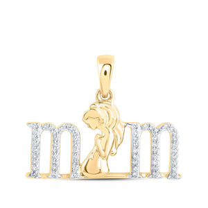 Diamond For Mom Pendant | 10kt Yellow Gold Womens Round Diamond Expecting Mom Pendant 1/8 Cttw | Splendid Jewellery GND