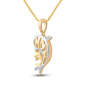 Diamond For Mom Pendant | 10kt Yellow Gold Womens Round Diamond Mom Dolphin Pendant .03 Cttw | Splendid Jewellery GND