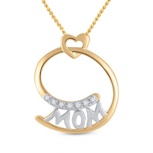 Diamond For Mom Pendant | 14kt Yellow Gold Womens Round Diamond Mom Mother Pendant 1/20 Cttw | Splendid Jewellery GND
