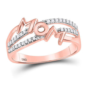 Diamond For Mom Ring | 10kt Rose Gold Womens Round Diamond Mom Mother Band Ring 1/6 Cttw | Splendid Jewellery GND