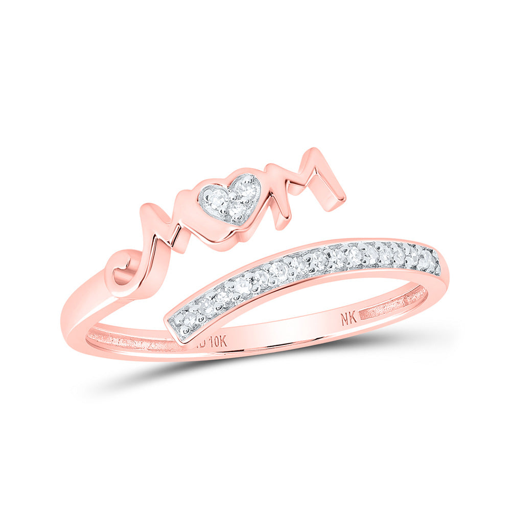 Diamond For Mom Ring | 10kt Rose Gold Womens Round Diamond Mom Ring 1/12 Cttw | Splendid Jewellery GND