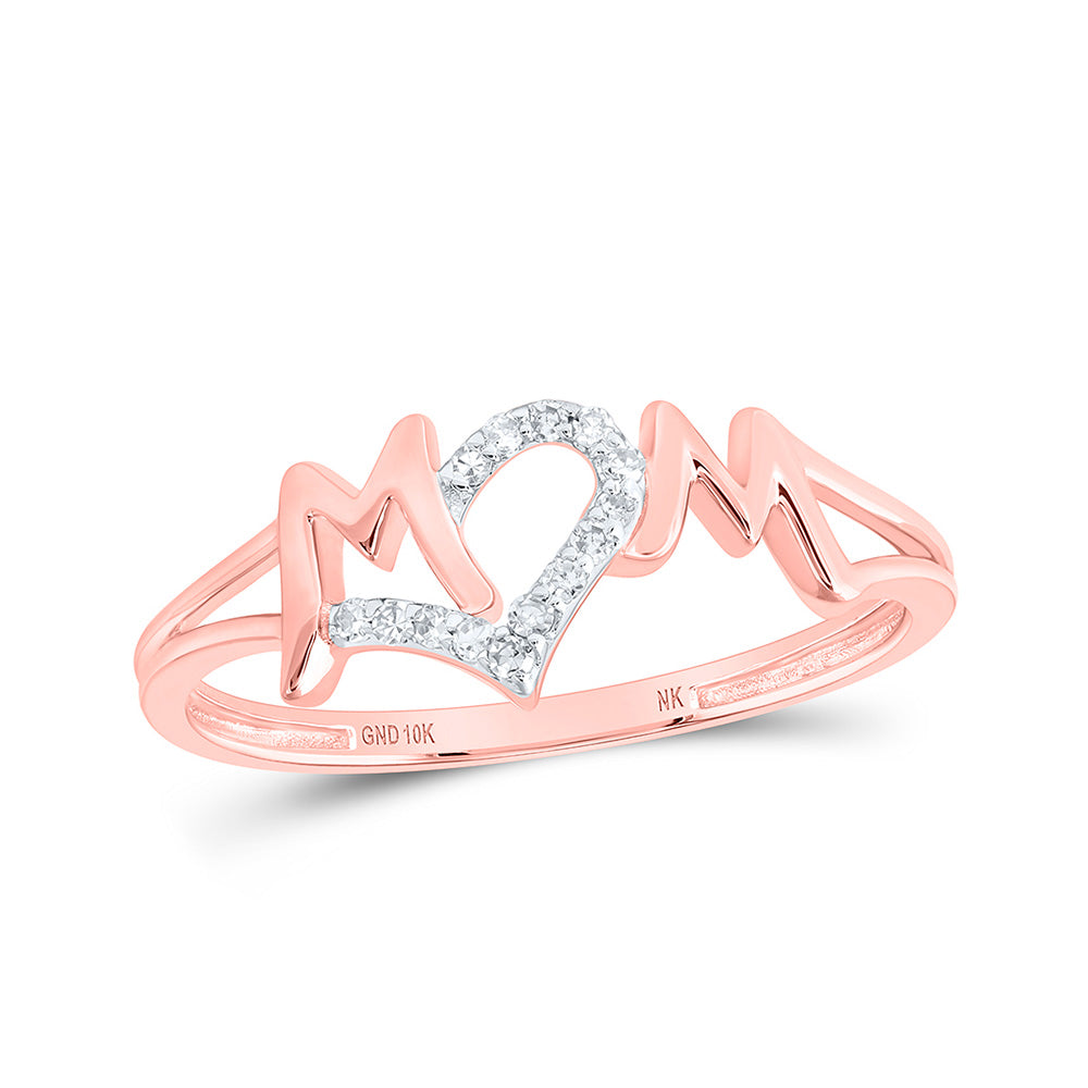 Diamond For Mom Ring | 10kt Rose Gold Womens Round Diamond Mom Ring 1/12 Cttw | Splendid Jewellery GND