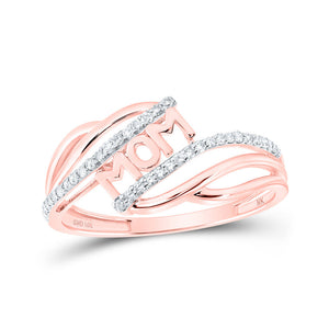 Diamond For Mom Ring | 10kt Rose Gold Womens Round Diamond Mom Ring 1/6 Cttw | Splendid Jewellery GND