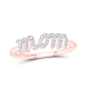 Diamond For Mom Ring | 10kt Rose Gold Womens Round Diamond Mom Ring 1/6 Cttw | Splendid Jewellery GND